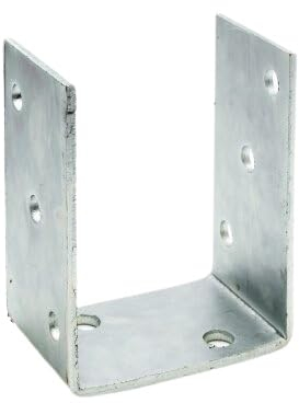 BK SHOP Pfostenträger U-Form zum Aufschrauben | Stützenfuß 141 x 120 x 60 mm | Pfostenanker Verzinkter Stahl 4 mm | Bodenanker für Holzpfosten | Pfostenschuh für Terrassen und Zäune
