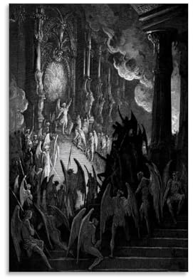 JUYOZ Gustave Dore, Malerwerke, Satan im Rat, Poster, Kunstwerke, Leinwand, ästhetische Wandkunstdrucke, Heimdekoration, 20 x 30 cm