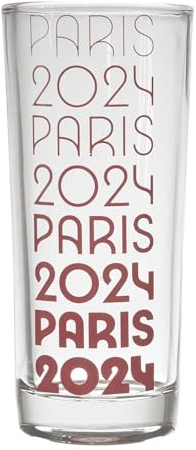 PARIS 2024, CJO4406, Lot de 3 Verres Tubo Coffret, 20 cl, Produit Officiel sous Licence, Design moderne, Idéal pour cocktail, Parfait la Maison, Lavable au Lave-vaisselle