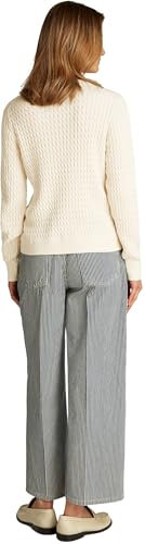 Tommy Hilfiger Women’s Fine Cable Knit Jumper, Beige (Heather Ivory Petal), L