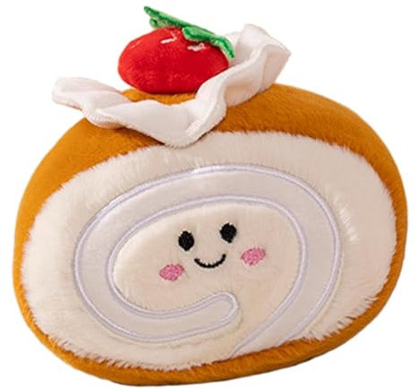 de peluche de pastel,Juguete de peluche de comida | Juguetes rellenos de pastel de fresa, peluche de comida de imitación - Rollo de pastel de peluche bonito de 14cm, comida de imitación, juguetes de p
