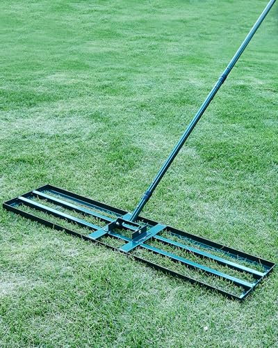 Signstek Lawn Leveling Rake, Stainless Steel Lawn Leveler with 45 x 10 Ground Plate, Adjustment Long Handle, Level Lawn Tool for Grass, Golf Field, Garden, Level Soil
