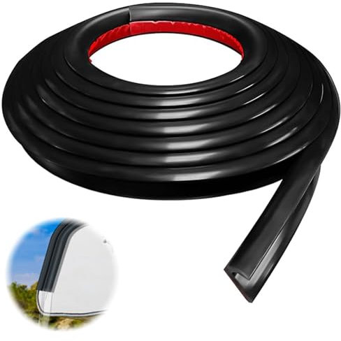 bechoanigel Regenrinne Wohnmobil Selbstklebend 3.0M Schwarz, Rückseite Dach Regen Umlenker, Streifenform Regenrinnen Geeignet für Alle Arten von Fahrzeug, Wohnmobil, LKW, Boot, Auto, Van, Tür(Schwarz)