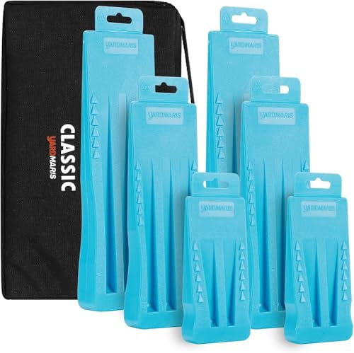YARDMARIS 6 Stück Fällkeil Kunststoff Set, 10 Zoll, 8 Zoll, 5,5 Zoll Kettensägen Fällkeil mit Tasche, Forstkeil Baumkeile zum Kontrollierten Fällen von Bäumen
