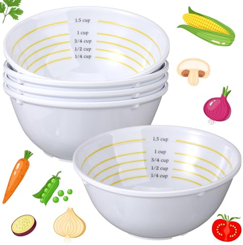 Nuogo 4 Pcs Portion Control Bowl Measuring Bowls Food Measuring Cups Portion Control Containers Bariatric Bowls for Adults Weight Loss Bariatric Diabetes Healthy Eating