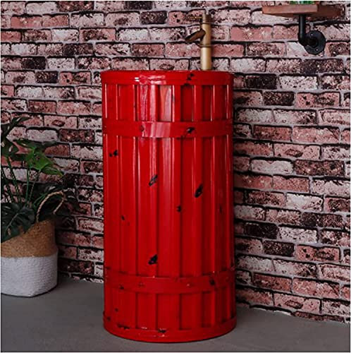 Modern Art Lavabo de salle de bain avec lavabo sur pied complet sous l'évier Meuble de salle de bain avec robinet et vidage Rouge