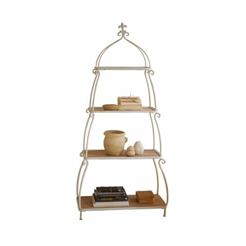 Loberon Regal Kellington, antikweiß/braun | French Chic Design - DREI Ablageflächen - Antik-Finish - Filigran - Geschwungene Formen - Aufbewahrung - Dekoration
