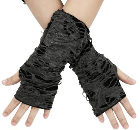 Capaneus 1 Paar Karneval Fingerlose Handschuhe,Schwarze Punkhandschuhe,Steampunk Zubehör,Gothic Accessoires für Karneval,Cosplay,Themenparty