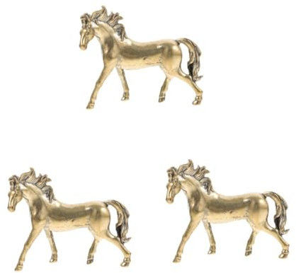 MUSISALY 3 STK Schreibtischdekoration Kleine Pferdefiguren Feng Shui Tierskulptur Miniaturdekoration Kleines Pferdedeko Für Zuhause Stier-Statue Desktop-schmuck Ziegenstatue Kupfer