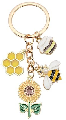 Schlüsselanhänger Damen Sonnenblume Bienen Geschenke für Frauen Teenager Mädchen - Taschen Anhänger Schlüsselanhänger Süß Bag Charms