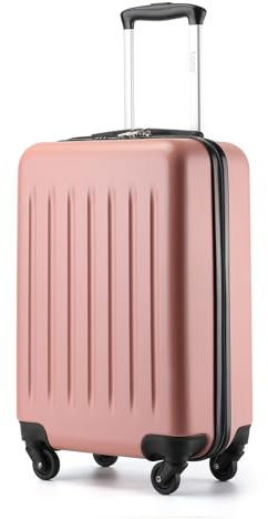 KONO Hartschale Koffer Trolley Rollkoffer Handgepäck Koffer Zwillingsrollen ABS Handgepäck Bordgepäck 4 Rollen, 55cm 20 Zoll(Rosegold)