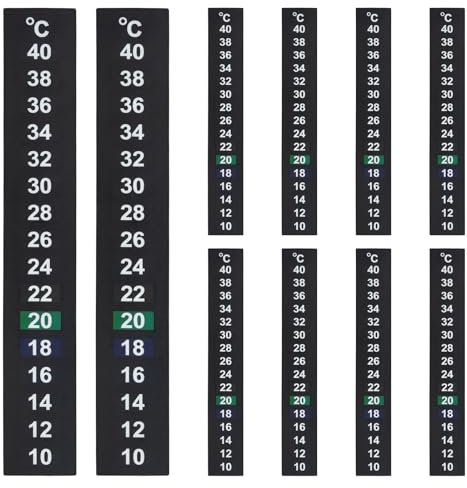 Temperaturstreifen Selbstklebend, Pack of 10 Aquarium Thermometer für Messungen Indoor, Digital Temperaturstreifen zur Messung von 10-40℃ Verwendet Werden (Black)