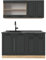Vicco Singleküche R-Line, Anthrazit Landhaus/Goldkraft Eiche, 140 cm, AP Anthrazit