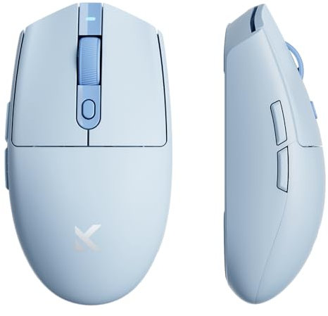 MCHOSE G3 Kabellose Gaming-Maus, 12 000 DPI, 1K-Abrufrate, 400 IPS, Leichtgewicht 64 g, 8 Programmierbare Tasten, Esports Gaming-Mäuse BT 5.0/2,4 G/USB-C, 170 h Akku, Windows/Mac/Xbox Serie-Blau