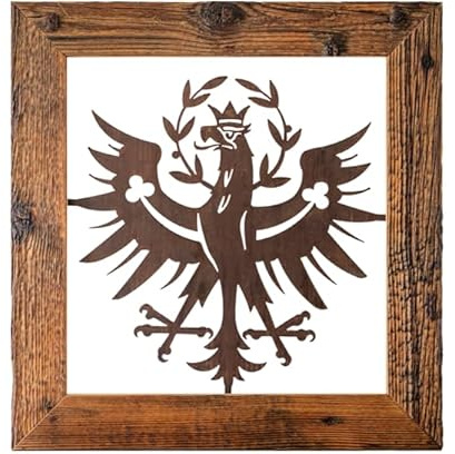 Werkstück Tiroler Adler im Altholzrahmen groß