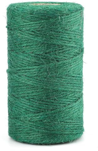 2 mm Jute-Gartenschnur, 3-lagig, Kunst-Leinenschnur für Heimwerker, 100 m lang, natürliche Jute-Schnur, grün, für Gartenarbeit, Floristik und Handwerk, Dekoration
