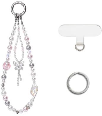 CHUQING Handykette Kurz Perlen Handy Handschlaufe | Kurze Perlen-Handykette. Leicht,nutzbar als Handy- oder Schlüsselanhänger,stilvolles Geschenk für Damen im Alltag