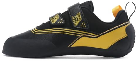 Climbing Shoes Mens Womens Light Anti-Slip Indoor Outdoor Rock Climbing Sneaker for Beginners Professional Climbers Bouldering Shoes Kids Indoor Climbing Shoes (7.5,Black Yellow)