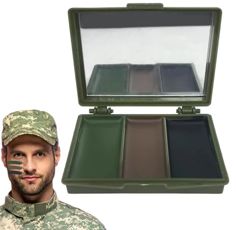 Magno de camuflaje de la cara - Pintura facial de camufflaje de camufflaje | de colores | Magno de entrenamiento militar resistente al sudor de agua con espejo | Camufllage Colors para