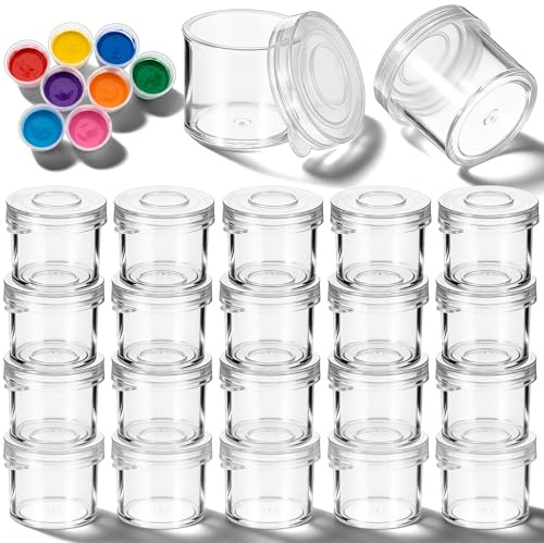 Matwsec 20PCS Empty Paint Pots with Lids, 10ml Clear Mini Paint Cups, Plastic Small Storage Containers with Lids for DIY Craft, Painting, Nail Art, Beads Classrooms, Schools and Art Festivals