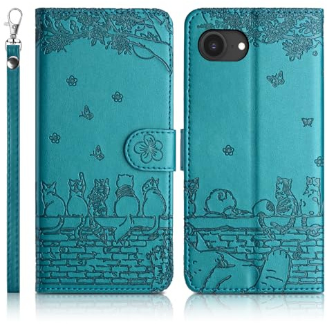 Succtopy Coque pour iPhone 17e Premium en Cuir PU Portefeuille Flip Housse de Fonction Stand Porte Carte Credit à Rabat Magnétique Étui de Protection pour iPhone 17e Bleu