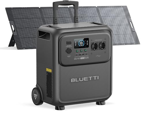 BLUETTI Elite 400 Solargenerator mit 350W Solarpanel, 3840Wh LiFePO4 Batterie mit 2600W AC Ausgängen (3900W Power Lifting), Notstrom Akku mit hoher Kapazität und Rollen für Zuhause, Wohnmobile