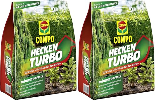 COMPO Heckenturbo - leistungsstarker Spezial-Dünger für Hecken und Neuanpflanzungen - Heckendünger für schnelles Wachstum - 4 kg, grün (Packung mit 2)