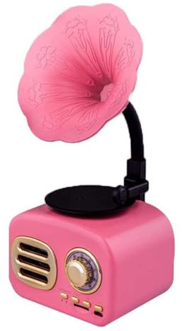 Bluetooth Speaker - Portable Wireless Stereo Jukebox with HD Surround Sound, Compact Design for Easy Carrying, Vintage Phonograph Style