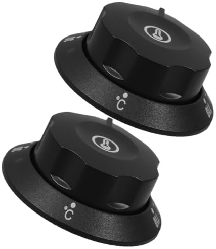 LIFKOME 2pcs Replacement Heating Knob for Oven and Gas Range, Black Plastic Grill Burner Knob with Precise Temperature Control and Modern Sleek Design, Suitable for Kitchen Appliances