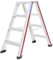 Hymer Stufenstehleiter 2x4 Stufen (beidseitig begehbar, Spreizsicherung, große Lederschuhe, Standhöhe ca. 0,44 m) 602408