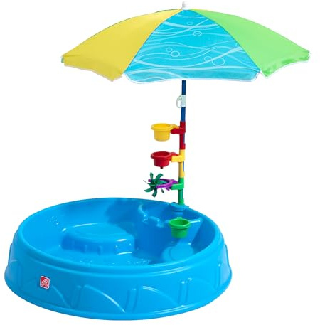 Step2 Play and Shade Pataugeoire avec Parasol Et des Accessoires pour Enfants | Jouet Enfant À Eau pour Le Jardin