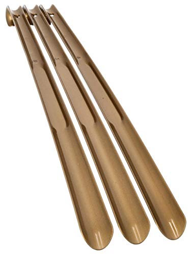 Lantelme Lot de 3 chausse-pied de 65cm | En plastique - Taille XXL | Long et stable | Aide à l'enfilage des chaussures de fabrication allemande (Or)