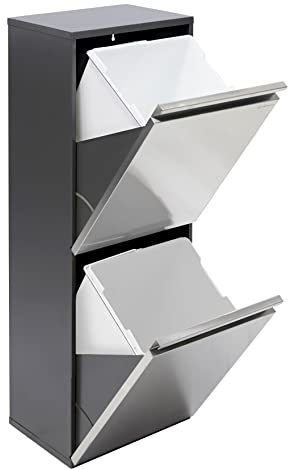 Arregui Vario CR205 Cubo de Basura y Reciclaje de Acero Inoxidable de 2 Compartimentos | 2x16L (32L) | Cubos de Basura de Cocina | Contenedores de Reciclaje para Casa | Exterior o Interior