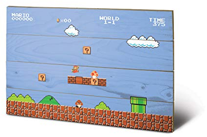 Pyramid International SW11292P Super Mario Bros (1-1) Holzwand-Kunst, Holz, Mehrfarbig, 40 x 2,5 x 59 cm