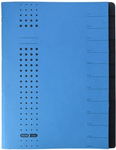 Elba Ordnungsmappe chic A4 aus Karton, 12 Fächer, blau