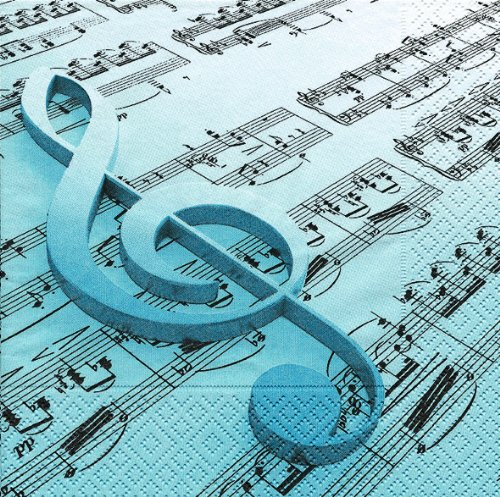20 Servietten Music is The Key Musik ist der SCHL?ssel/Notenschl?ssel/Noten 33x33cm