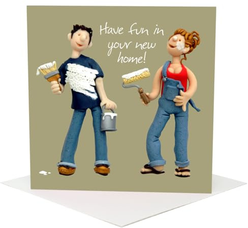 Holy Mackerel have fun in your new home card for a couple - designed by artist Erica Sturla - 15cm square and blank inside for your message