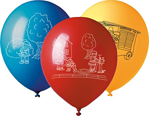 5 große Luftballons * Feuerwehr * für Mottoparty und Kindergeburtstag von TIB // 96cm Umfang und geeignet für Helium // Geburtstag Party Deko Mottoparty Balloons Fire Fighter