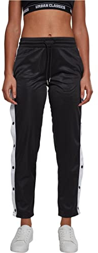 Urban Classics Damen Relaxed Sporthose Ladies Button Up Track Pants TB1995, Gr. 38 (Herstellergröße: M), Schwarz (Blk/Wht/Blk 00493)