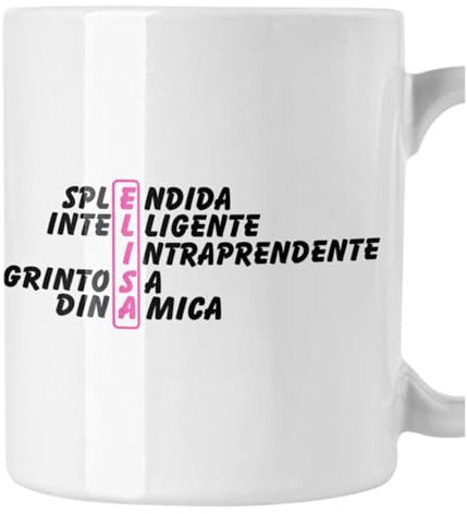 bubbleshirt Tazza Mug divertente con nome Elisa e aggettivi simpatici Idea Regalo Compleanno Natale in ceramica
