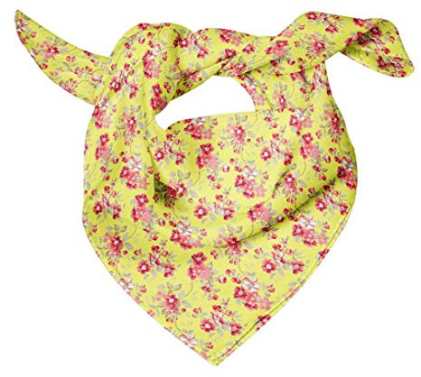 Bimba Yellow Leaves & Oleander Floral Pure Silk Printed Head Bandanas Summer Neck Wrap Scarf 40 x 80 Inches
