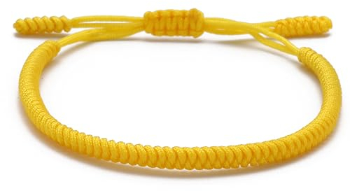 LUCKY BUDDHIST - Tibetisches Glücksarmband + Buddhistisches Geschenk! – Für Männer, Frauen, Teen – Geflochtene Freundschaftsarmbänder, Handgefertigt – Einstellbares Armband für das Handgelenk (Gelb)