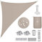 Sekey Sonnensegel Wasserdicht 3x3x3m Dreieckig mit Edelstahl Befestigungs Kit PES Polyester, Sonnenschutz 95% UV Schutz Windschutz Reißfest Wetterfest, für Balkon Garten, Taupe