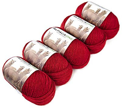 5-Pack Alpaka Wolle Rot 100% Baby Alpaka 5x50g