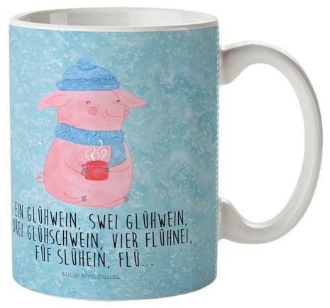 Mr. & Mrs. Panda Kindertasse Schweinchen Glühwein - Geschenk, Weihnachtsdeko, Weihnachtsmarkt, Kindertasse Mit Griffen, Nikolaus, Advent, Betrunken,