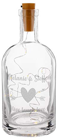 Herz & Heim® Karaffe mit Gravur inkl. LED Flaschenlichterkette - romantische Geschenk-Idee zur Hochzeit