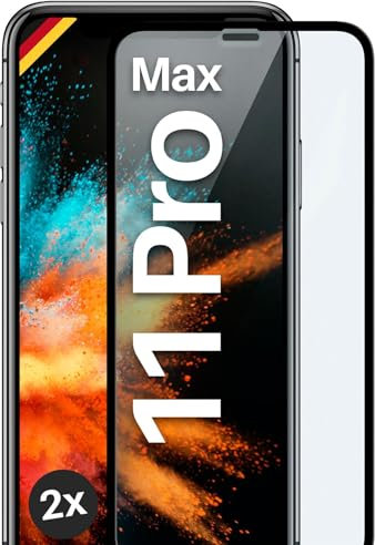 moex Film de protection d'écran Full Screen compatible avec Apple iPhone 11 Pro Max – Film de protection d'écran sans bordure, écran complet, film de protection incurvé 3D, transparent 2 x noir