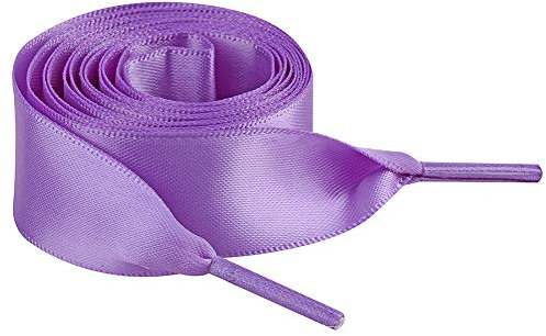 Jamron Piatto Seta Raso Nastro Lacci delle Scarpe 2CM di Larghezza per le Scarpe da Ginnastica Ballerine Pumps P13 Viola 140 CM