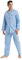 GLOBAL Ensemble de Pyjama Hommes Coton Vêtements de Nuit boutonnés à Manches Longues Vêtements de Nuit à Cordon de Serrage Ensemble de Pyjama Respirant Hommes Haut Fond Bleu Carré Bleu L