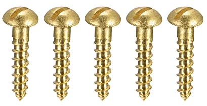 sourcing map 100 Stück Schlitz Rundkopf Holzschrauben M2 x 10mm Messing Blechschraube Halbrundkopf Linsenkopfschrauben